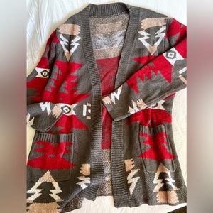Aztec Print Cardigan - 2XL